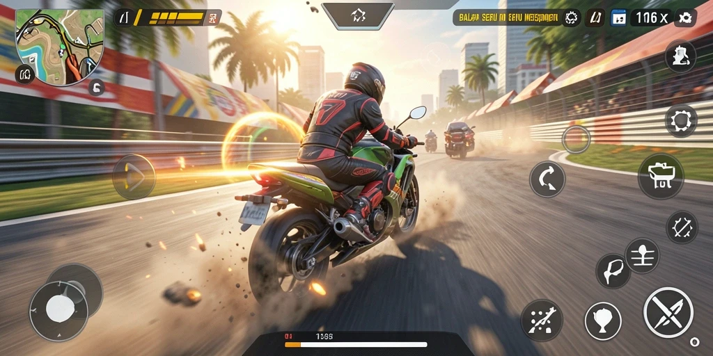 Gameplay seru dari balapan motor di 116X.