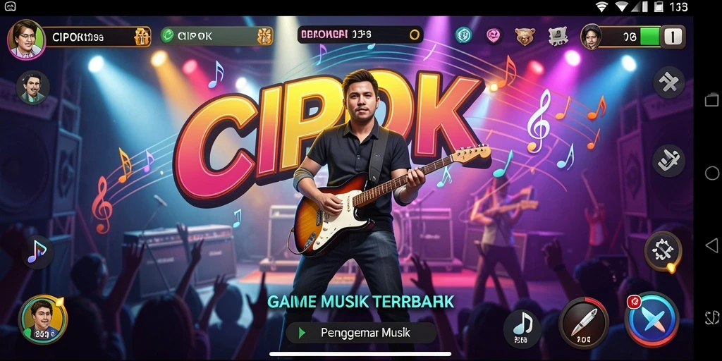 Tampilan gameplay <strong>CIPOK</strong> yang memikat dengan berbagai genre musik.