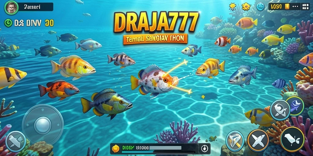 Screenshot DRAJA777 menampilkan aksi seru dalam permainan Tembak Ikan.