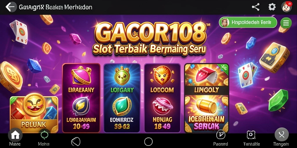 Screenshot utama GACOR108 menampilkan gameplay Slot yang menarik dan interaktif.