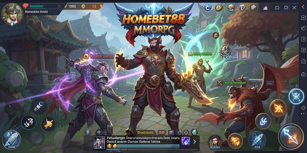 Tampilan aksi seru dalam gameplay MMORPG HOMEBET88.