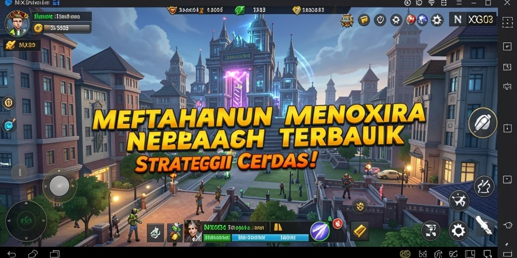 Screenshot gameplay NX303 menampilkan aksi menara mempertahankan wilayah.
