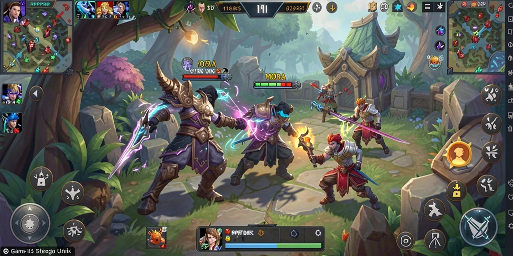 Tampilan gameplay RPRPRP dengan aksi seru dan strategi MOBA.