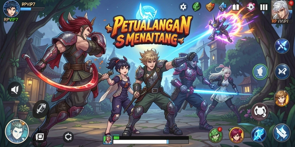 Screenshot gameplay RPVIP7 yang penuh aksi dan warna.