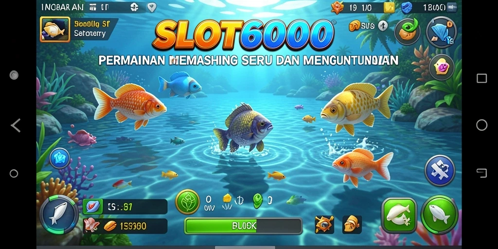 Screenshot gameplay SLOT6000 menampilkan aksi memancing yang seru.