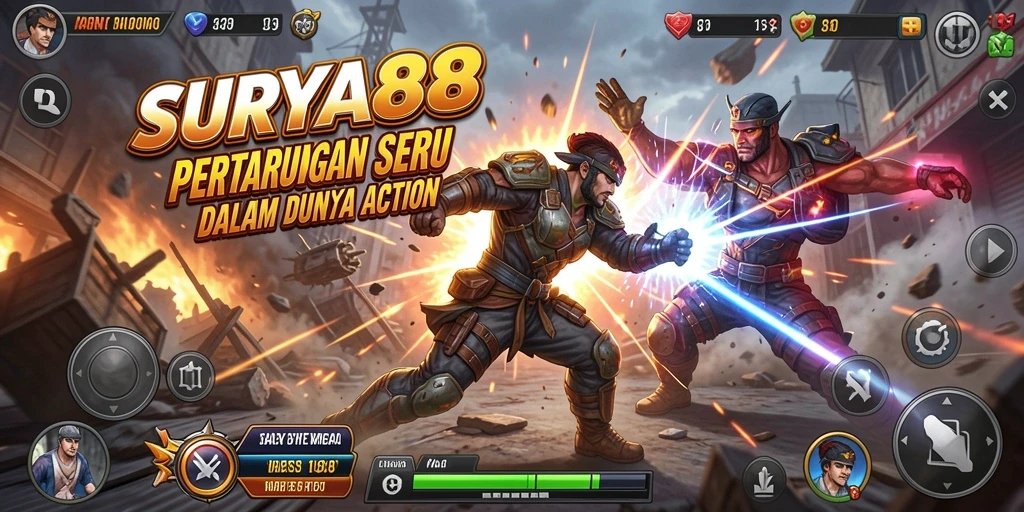 Tangkapan layar menampilkan aksi bertempur yang intens di SURYA88.