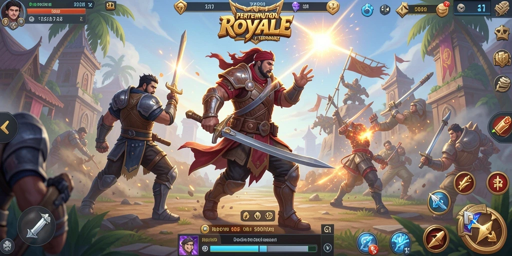 Tampilan gameplay seru di V21, aksi pertarungan Battle Royale yang epik.