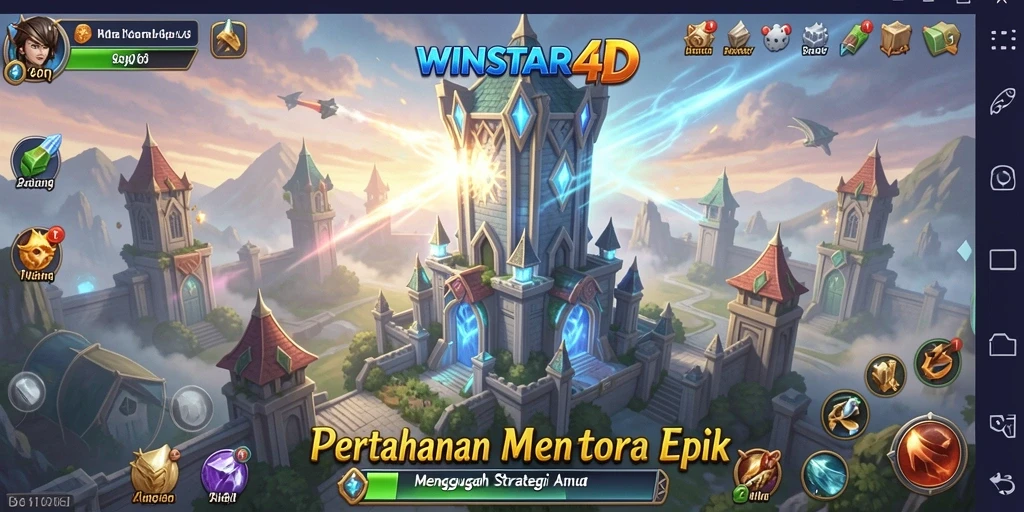 Tampilan gameplay WINSTAR4D yang menarik dan menegangkan dalam strategi Tower Defense.